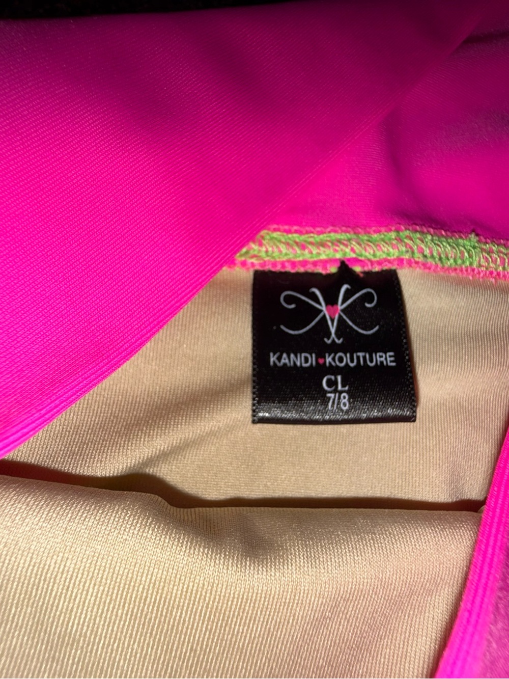 Kandi Kouture Dance Set Neon Pink/Green Size Child Large (7/8) - Picture 3 of 10